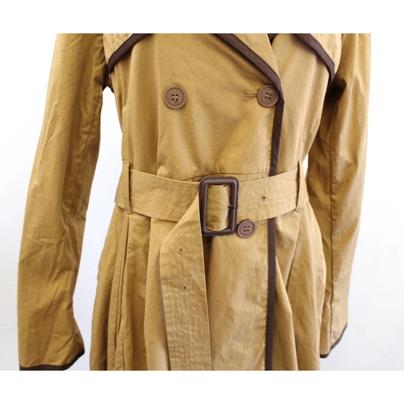 Ett Twa Anthropologie Marley Trench Coat Long Jacket Size 14 Belted Tan Brown - Picture 7 of 11